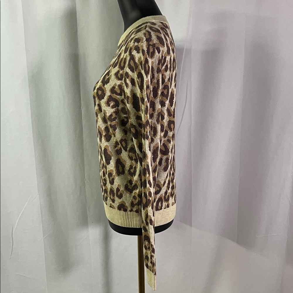 NWT A New Day Camel & Brown Leopard Print Crew Neck Sweater - Picture 3 of 16